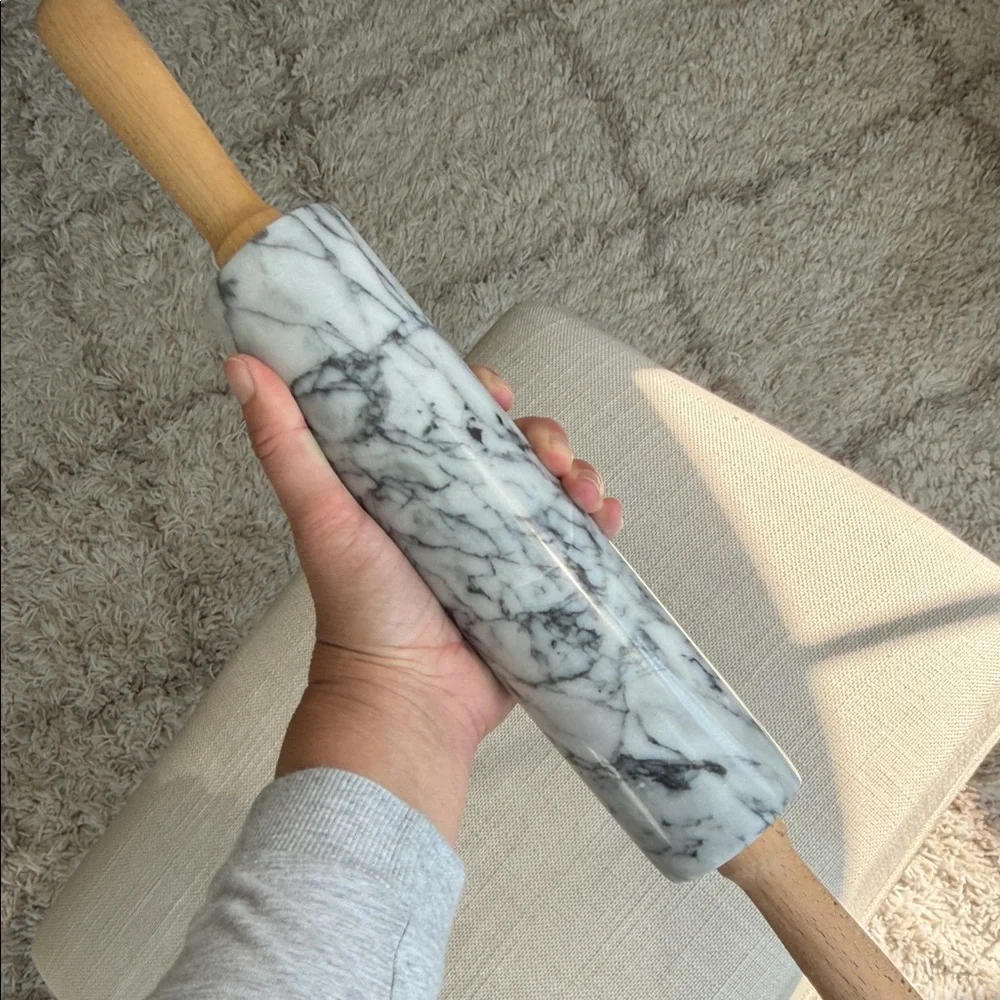 Marble Rolling Pin with Wooden Handles